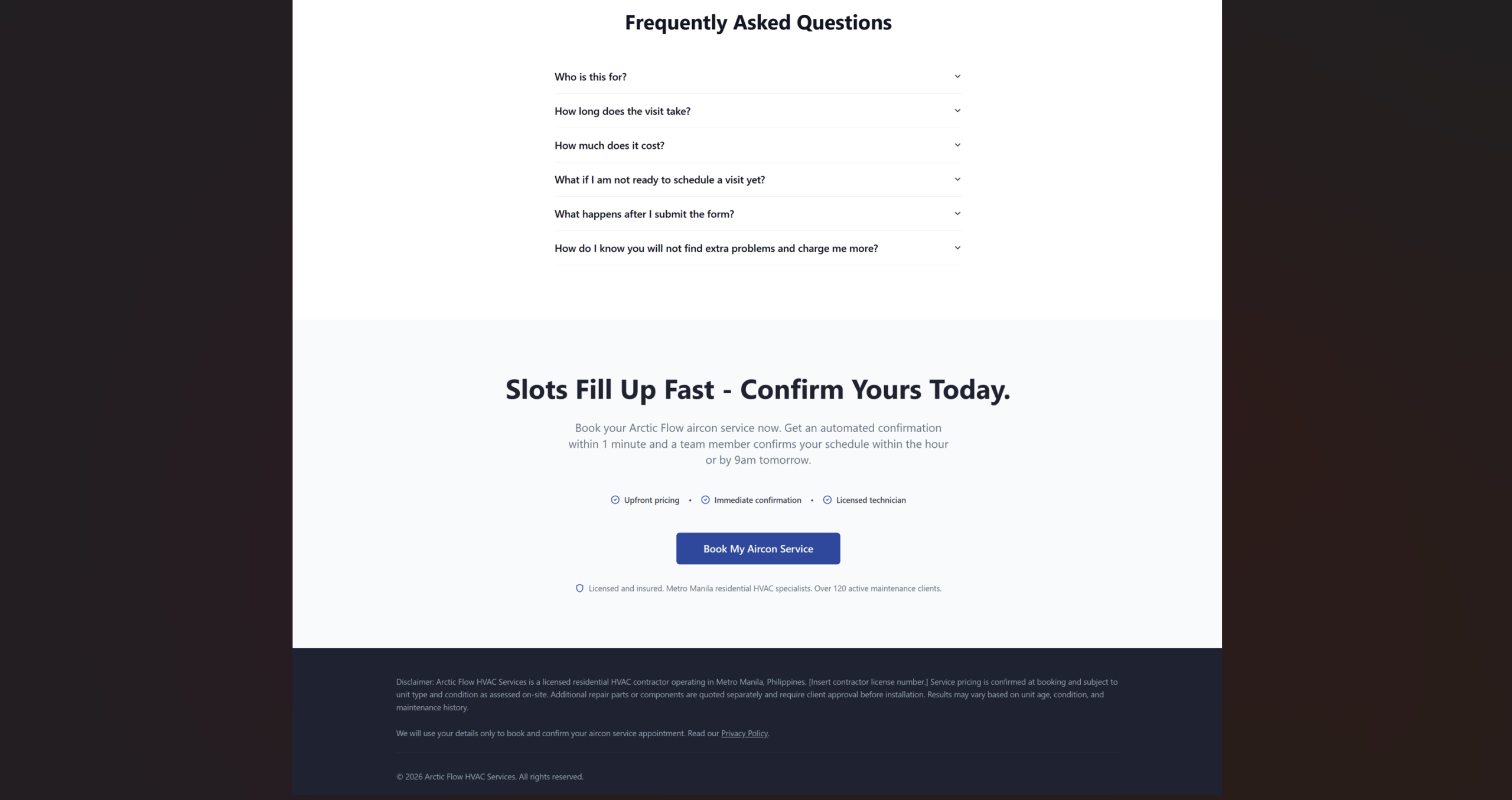 High Converting Landing Pages & Booking Page